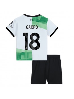 Billige Liverpool Cody Gakpo #18 Bortedraktsett Barn 2023-24 Kortermet (+ Korte bukser)